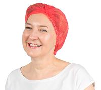ARNOMED® Charlotte Cheveux Jetable 52 cm Rouge [100 PIÈCES] - Filet Cheveux Plastique pour OP, Cuisine & Hygiène - Bonnet à Usage Unique - Charlotte Alimentaire de Protection des Cheveux en Tissu