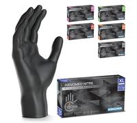 ARNOMED Gants nitrile taille XL, gant nitrile noir, 100 pièces/boîte, gants noir jetable non poudrés & sans latex, gants noir, gants de cuisine jetables, gants jetables noir en XS, S, M, L, XL, XXL