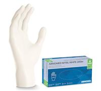 ARNOMED Gants jetables blancs, 200 pièces/boîte, gants nitrile taille M, non poudrés & sans latex, gants jetables, gants disponibles en tailles S, M, L & XL