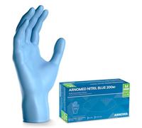 ARNOMED Gants jetables bleu, 200 pièces/boîte, gants nitrile taille M, non poudrés & sans latex, gants jetables, gants disponibles en tailles S, M, L & XL