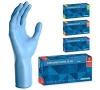 ARNOMED Gants jetables Bleu Extra Longs, gants jetables de 30cm de long en S, Gants en nitrile jetables Extra Épais, 100 pcs/boîte, gants en caoutchouc longs jetables, gants nitrile en S, M, L & XL