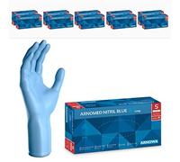 ARNOMED Gants jetables Bleu Extra Longs, gants jetables de 30cm de long S, Gants en nitrile jetables Extra Épais, 1000 pcs (10 boîtes avec 100 pcs), gants en caoutchouc longs jetables en S, M, L & XL