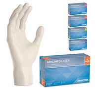 ARNOMED Gants latex jetables L, blanc, gants chirurgicaux jetables non poudrés, 100 pièces/boîte, gants à usage unique, gants en latex, gant latex disponibles en tailles XS, S, M, L & XL