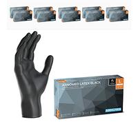 ARNOMED® Gants jetables en latex taille L noir [1000 pcs] - Gants jetables de chirurgie et de laboratoire - Gants jetables en nitrile - Moufles en latex en XS, S, M, L, XL, XXL