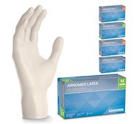 ARNOMED® Gants jetables en latex taille M blanc [200 pcs] - Gants jetables de chirurgie et de laboratoire - Gants jetables en nitrile - Moufles en latex en XS, S, M, L, XL, XXL