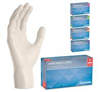 ARNOMED Gants latex jetables S, blanc, gants chirurgicaux jetables non poudrés, 100 pièces/boîte, gants à usage unique, gants en latex, gant latex disponibles en tailles XS, S, M, L & XL