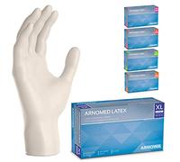 ARNOMED Gants latex jetables XL, blanc, gants chirurgicaux jetables non poudrés, 100 pièces/boîte, gants à usage unique, gants en latex, gant latex disponibles en tailles XS, S, M, L & XL