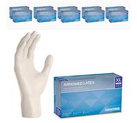 ARNOMED Gants latex jetables XL, blanc, 1000 pièces gants chirurgicaux jetables non poudrés (10 boîtes), gants à usage unique, gants en latex, gant latex disponibles en tailles XS, S, M, L & XL
