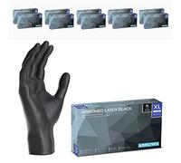 ARNOMED® Gants jetables en latex taille XL noir [1000 pcs] - Gants jetables de chirurgie et de laboratoire - Gants jetables en nitrile - Moufles en latex en XS, S, M, L, XL, XXL