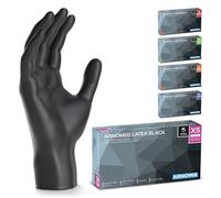 ARNOMED® Gants jetables en latex taille XS noir [500 pcs] - Gants jetables de chirurgie et de laboratoire - Gants jetables en nitrile - Moufles en latex en XS, S, M, L, XL, XXL