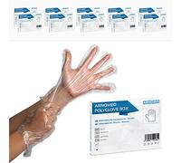 ARNOMED Gants jetables en PE pour femmes, 1000 pcs gant jetable en boîte, gant alimentaire de ménage transparents, gant plastique jetable de protection pour la coloration des cheveux, gants fins