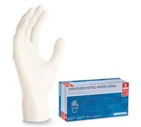 ARNOMED Gants jetables, gants nitrile, 200 pièces/boîte, non poudrés & sans latex, gants jetables, gants disponibles en tailles S, M, L & XL (S, Blanc)