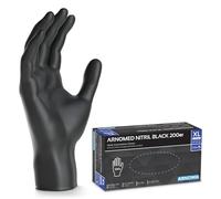 ARNOMED Gants jetables noirs, 200 pièces/boîte, gants nitrile taille XL, non poudrés & sans latex, gants jetables, gants disponibles en tailles S, M, L & XL