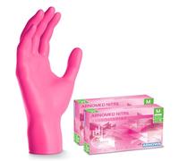 ARNOMED gants jetables rose, gants nitrile taille M, gant jetable 200 pièces (2 boîtes), gants en nitrile non poudrés & sans latex, gants jetable cuisine, gants a usage unique en XS, S, M, L & XL