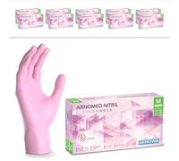 ARNOMED gants jetables rose, gants nitrile taille M, gant jetable 2000 pièces (20 boîtes), gants en nitrile non poudrés & sans latex, gants jetable cuisine, gants a usage unique en XS, S, M & L
