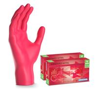 ARNOMED Gants jetables rouge, gants nitrile taille M, gant jetable 400 pièces (4 boîtes), gants en nitrile non poudrés & sans latex, gants jetable cuisine, gants a usage unique en XS, S, M, L & XL