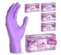 ARNOMED Gants Jetables Violet, Nitrile Taille XS à XL, 100 Pièces/Boîte, Non Poudrés & Sans Latex, Usage Unique en Cuisine