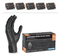 ARNOMED Gants nitrile jetables taille L, 2000 pièces (10 boîtes), gants en nitrile noir, gant jetable non poudrés & sans latex, gants jetables, gants cuisine jetable en tailles S, M, L & XL