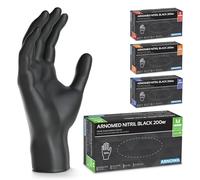 ARNOMED Gants nitrile jetables taille M, 1000 pièces (5 boîtes), gants en nitrile noir, gant jetable non poudrés & sans latex, gants jetables, gants cuisine jetable en tailles S, M, L & XL