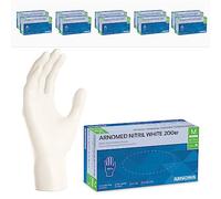ARNOMED Gants nitrile jetables taille M, 2000 pièces (10 boîtes), gants en nitrile blanc, gant jetable non poudrés & sans latex, gants jetables, gants cuisine jetable en tailles S, M, L & XL