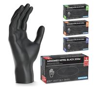 ARNOMED Gants nitrile jetables taille S, 1000 pièces (5 boîtes), gants en nitrile noir, gant jetable non poudrés & sans latex, gants jetables, gants cuisine jetable en tailles S, M, L & XL