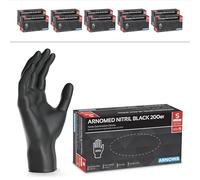 ARNOMED Gants nitrile jetables taille S, 2000 pièces (10 boîtes), gants en nitrile noir, gant jetable non poudrés & sans latex, gants jetables, gants cuisine jetable en tailles S, M, L & XL