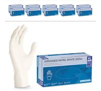 ARNOMED Gants nitrile jetables taille XL, 2000 pièces (10 boîtes), gants en nitrile blanc, gant jetable non poudrés & sans latex, gants jetables, gants cuisine jetable en tailles S, M, L & XL