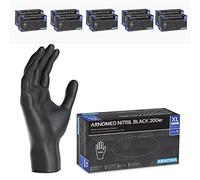 ARNOMED Gants nitrile jetables taille XL, 2000 pièces (10 boîtes), gants en nitrile noir, gant jetable non poudrés & sans latex, gants jetables, gants cuisine jetable en tailles S, M, L & XL