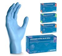 ARNOMED Gants nitrile jetables taille XL, 400 pièces (2 boîtes), gants en nitrile bleu, gant jetable non poudrés & sans latex, gants cuisine jetable en tailles S, M, L & XL