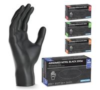 ARNOMED Gants nitrile jetables taille XL, 400 pièces (2 boîtes), gants en nitrile noir, gant jetable non poudrés & sans latex, gants jetables, gants cuisine jetable en tailles S, M, L & XL