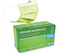 ARNOMED Masques Médicaux Verts 50x, Type IIR Conformes à la Norme EN 14683, Chirurgicaux 3 Couches Certifiés CE, Protège-Masques Jetables