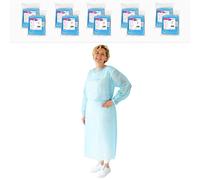 ARNOMED Surblouse jetable PP, tablier jetable bleu unisexe 130x140cm, 50 pcs (5 sachets), tablier plastique jetable pour travaux et milieu médical, 23 g/m², surblouse jetable medical en PP non-tissé