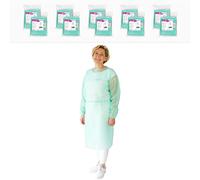 ARNOMED Surblouse jetable PP, tablier jetable vert unisexe 115x137cm, 50 pcs (5 sachets), tablier plastique jetable pour travaux et milieu médical, 23 g/m², Surblouse jetable medical en PP non-tissé