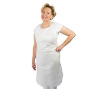 ARNOMED Tablier jetable PE 100 pcs, Tabliers étanches, Tabliers plastiques 30µ d'épaisseur, Tabliers jetables en bloc 75x120cm, Tablier blanc surblouse jetable