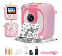ARNSSIEN Appareil Photo Enfant Instantané Numérique 2,4" Flip 180° Selfie | Impression instantanée, 3 rouleaux papier, Caméra Vidéo 1080P, Cadeau Anniversaire pour filles et garçons 3-12 ans, M2