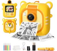 ARNSSIEN Appareil Photo Enfant Instantané Numérique 2,4" Flip 180° Selfie | Impression instantanée, 3 rouleaux papier, Caméra Vidéo 1080P, Cadeau Anniversaire pour filles et garçons 3-12 ans, M2