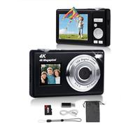 ARNSSIEN Appareil Photo Numérique avecà Double écran,Autofocus 4K 48MP pour Vidéos de Blog,Carte de 32GB, Appareil Photo Compacts,Zoom 16X, Anti-Vibrations, pour Enfants/Ados/Débutants,Y5