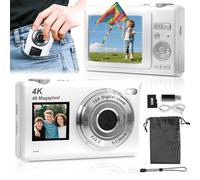 ARNSSIEN Appareil Photo Numérique avecà Double écran,Autofocus 4K 48MP pour Vidéos de Blog,Carte de 32GB, Appareil Photo Compacts,Zoom 16X, Anti-Vibrations, pour Enfants/Ados/Débutants,Y5