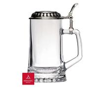 ARNSTADT KRISTALL. Verre à bière avec véritable couvercle en étain. En option avec gravure et/ou motif personnalisé (à partir de 44,90 euros)