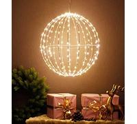Arnusa Boule Lumineuse LED 50 cm Pliable - Éclairage de Noël 320 LED Blanc Chaud - pour Intérieur et Extérieur - Guirlande Lumineuse