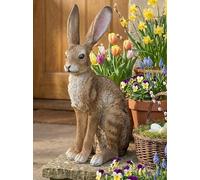 Arnusa Figurine de lapin grandeur nature XXL - Figurine de jardin réaliste (51 cm) - Décoration de Pâques résistante aux intempéries pour jardin et terrasse - Lapin de champ réaliste en polyrésine