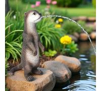 Arnusa Gargouille solaire - Figurine de bassin avec pompe solaire et jeu d'eau - Décoration de jardin en polyrésine - Fontaine solaire pour étang de jardin et cours d'eau (loutres 17 x 10 x 31 cm)