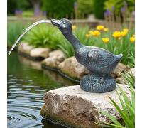 Arnusa Gargouille solaire - Figurine de bassin avec pompe solaire et jeu d'eau - Décoration de jardin en polyrésine aspect cuivre - Fontaine solaire pour étang de jardin et cours d'eau (canard 24,5 x