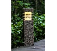 Arnusa Lampe solaire sur pied aspect pierre 43,5 x 12 cm Lampe de jardin Lampe de chemin Lampe d'extérieur Lampe décorative