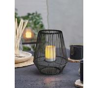 Arnusa Lanterne solaire à LED avec bougie solaire - Aspect rotin - 30,5 x 26,5 cm, HK-SL018-8 und 9
