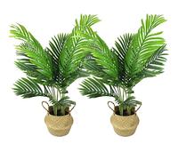 Arnusa Plante Artificielle en Lot de 2 Palmiers artificiels de 90 cm dans Un Panier en jonc de mer décoration pour Usage intérieur et extérieur Grande Plante Verte