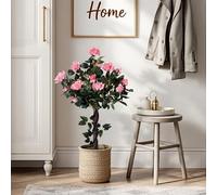 Arnusa Rosier artificiel - 90 cm - Rose avec 21 roses et 259 feuilles - Rose artificielle - Plante artificielle en pot