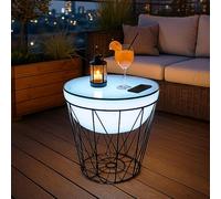 Arnusa Table Basse Moderne avec éclairage 50x56 cm Metal Ronde Table de Salon LED