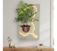 Arnusa WD002 Tableau mural 3D avec éclairage LED et vase décoratif en verre