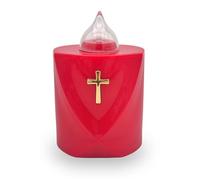 AROBA Bougie funéraire LED - Effet vacillant - Longue durée de combustion jusqu'à 120 jours - Réutilisable - Sainte Croix rouge